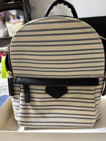 스트라이프 패턴 럭색 백팩