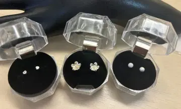 실버 925 귀걸이 3쌍 세트 (꽃, 하트, 스톤) 케이스 포함