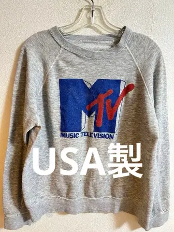80년대 빈티지 MTV 맨투맨 멜란지 그레이 USA제