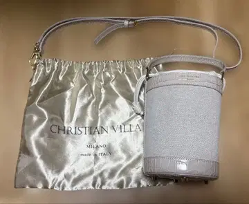 CHRISTIAN VILLA 그레이 베이지 핸드백 스트랩 포함