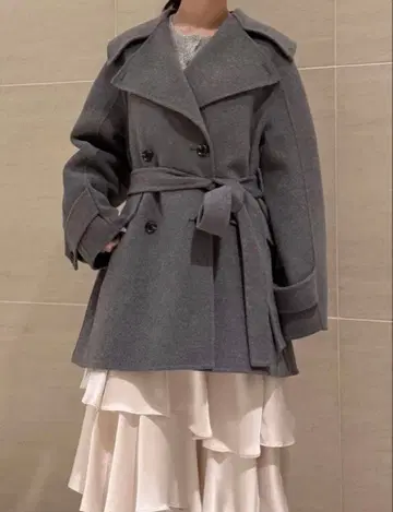 [ 택 포함 미사용 새상품 ] 울 리버 미들 A라인 코트