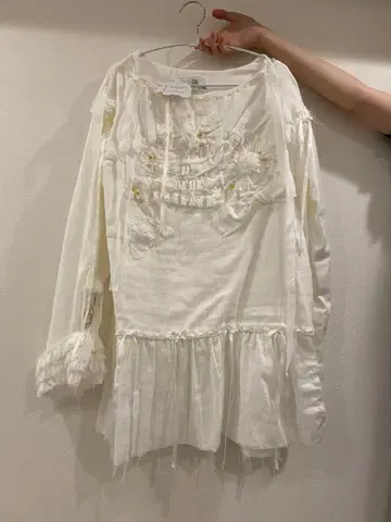 Punk의 꽃이 피는 거즈 셔츠 ( 화이트 )