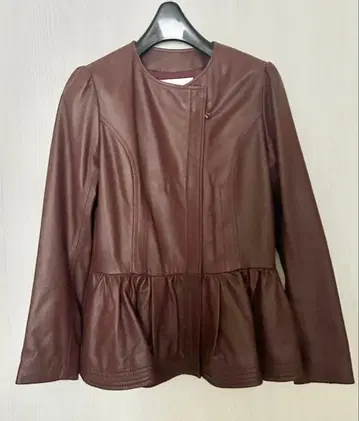 [ CHESTY ] 페플럼 가죽 자켓