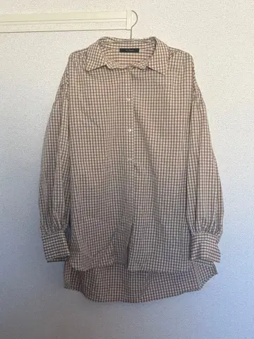 w closet 깅엄 체크 볼륨 슬리브 셔츠