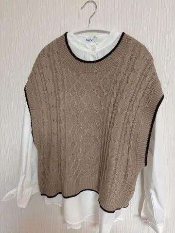 NAVY 니트 베스트와 셔츠 세트