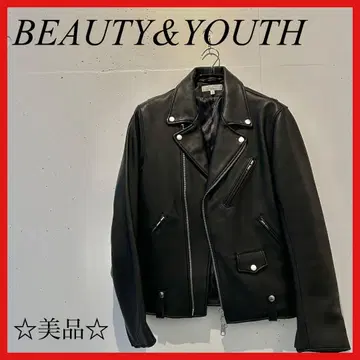 BEAUTY&YOUTH 더블 라이더 양가죽 가죽 자켓 (남성용)