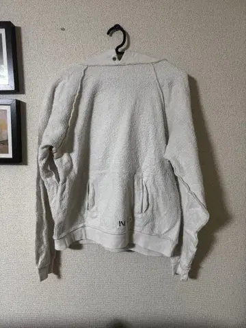 화이트 플리스 후드티 후드 부착 nvy by f.a.t