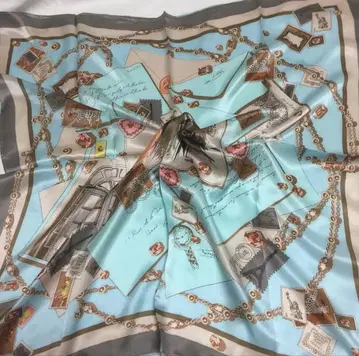 새상품 실크제 스카이블루 스카프 실크 100% 실크 스카프