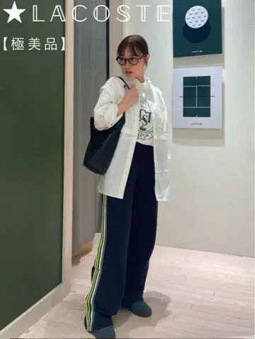 [컨디션 최상] LACOSTE 사이드 니트 테이핑 플레어 트랙 팬츠 M