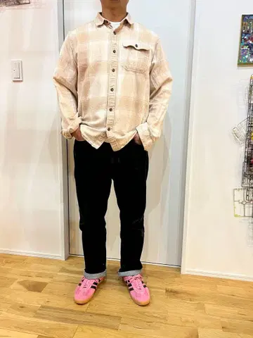 Patagonia 체크 무늬 플란넬 셔츠 베이지 계열