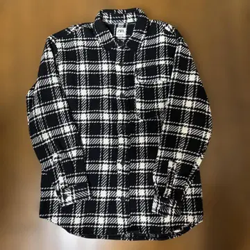 ZARA 체크 무늬 긴팔 셔츠 블랙/화이트