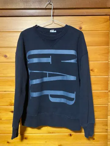 놈코어 올드 GAP 맨투맨 앞뒤 양면 빅 세로 로고 블랙