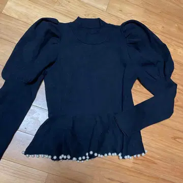 퍼프 슬리브 니트 펄 S