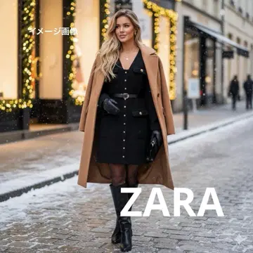 ZARA 트위드 원피스 블랙 S 사이즈 골드 버튼 4 포켓