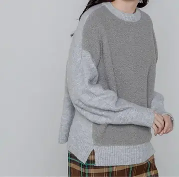 trois 트로와 트로아 보아 절개 풀오버 그레이