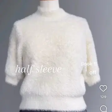 하프 슬리브 터틀넥 니트