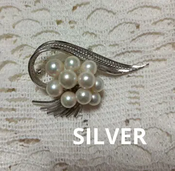 펄 10알 SILVER 브로치