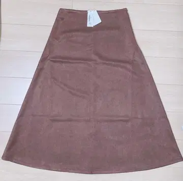 스웨이드 플레어 롱 스커트