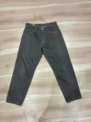 데님 청바지 그레이 코튼 100% 스트레이트 와이드