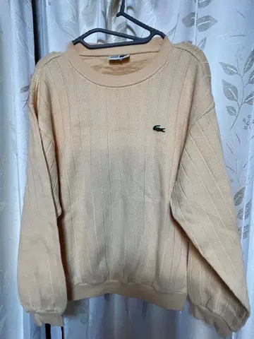 LACOSTE 베이지 리브 니트