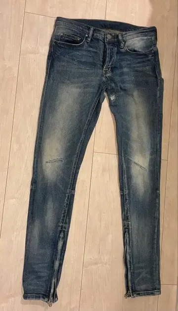 블루 스키니 데님 지퍼 포함