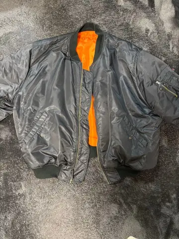 빈티지 MA-1 블랙 오렌지 안감