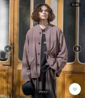 Casper John 밴드 카라 탭 버튼 드레이프 셔츠 자켓