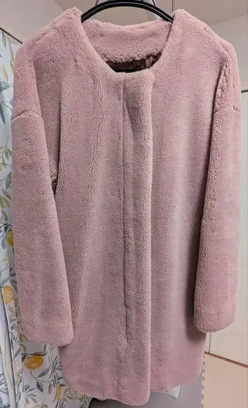 로즈버드 ROSEBUD 보아 코트 노카라 핑크