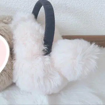 도쿄 디즈니 리조트 퍼 브라운 핑크 귀마개 귀도리 미키