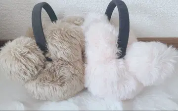 도쿄 디즈니 리조트 퍼 브라운 핑크 귀마개 귀도리 미키