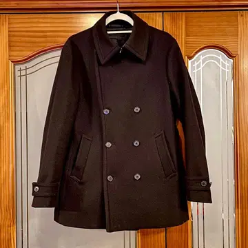 울 더블 브레스트 피코트 블랙