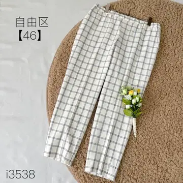 자유구 허리밴딩 스트레치 체크 팬츠 빅 사이즈 [ 46 ]