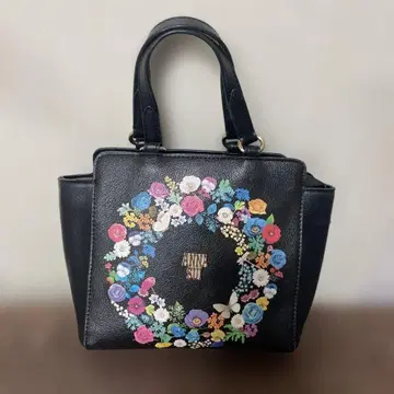 ANNA SUI 꽃 자수 핸드백 블랙
