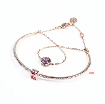 스와로브스키 로즈 골드 스톤 팔찌