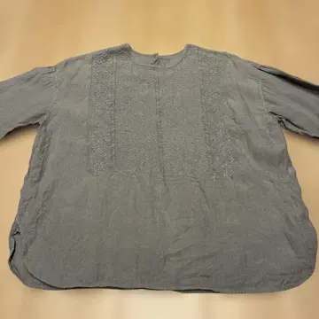 maison de soil 그레이 자수 린넨 긴팔 셔츠