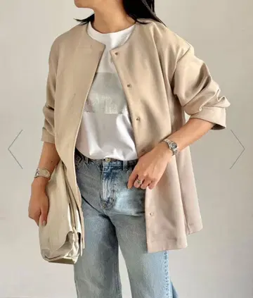 에마테일러 베이지 노카라 자켓 36 포멀