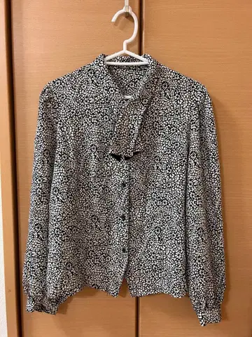 쇼와 레트로 리본 페이즐리 무늬 블라우스 셔츠 15호