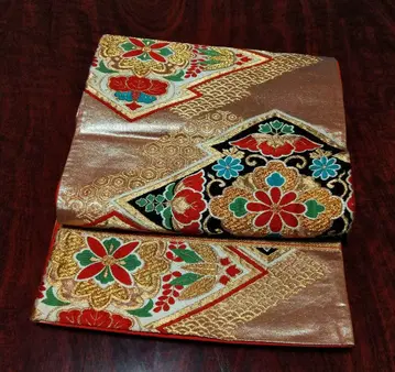 화려한 꽃무늬 럭셔리 육통 후쿠로 오비 앤티크