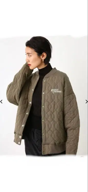 택 포함 새상품 로데오 크라운 퀼팅 자켓 카키색