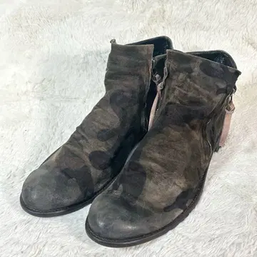 [ ARGIS ] 카모플라주 패턴 스웨이드 숏부츠 더블 지퍼 가죽 부츠