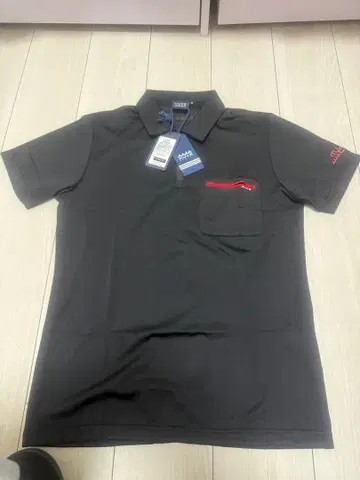 muta 블랙 피케 셔츠 빨간색 라인