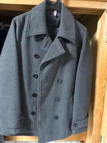그레이 더블 브레스트 자켓 피 코트
