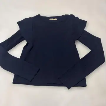 새상품급 나노 유니버스: 네이비 프릴 긴팔 리브 상의: F