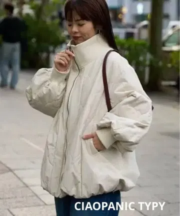 새상품 차오패닉 티피 절개 퀼팅 벌룬 블루종