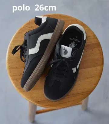 POLO 블랙 스웨이드 스니커즈 26cm 여성용 남성용