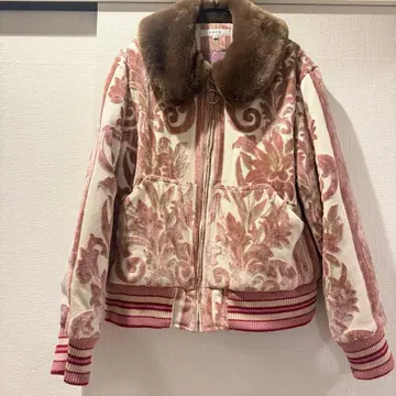 MURRAL 미우랄 자카드 블루종 자켓 핑크 브라운