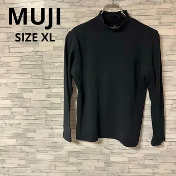 무인양품 티셔츠 [XL] 블랙 심플 돌려입기 하이넥