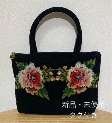 [ 새상품 미사용 ] FEILER 꽃무늬 자수 핸드백 블랙