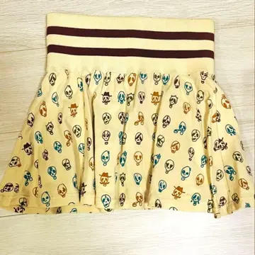 초레어 SUPER LOVERS 컬러풀 스컬 패턴 스커트 레트로