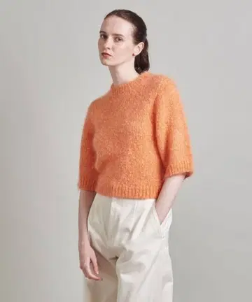 LOEFF 모헤어 숏 슬리브 니트 풀오버